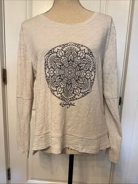 HABITAT ESCAPE TOP TEE SHIRT GRAY LONG SLEEVE BLACK DESIGN SIZE S